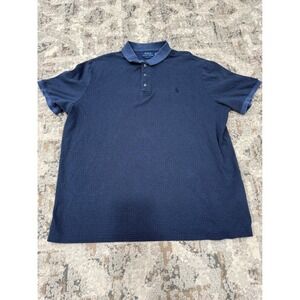Polo Ralph Lauren Mens XL Classic Navy Blue Textured Micro Pattern Polo Shirt